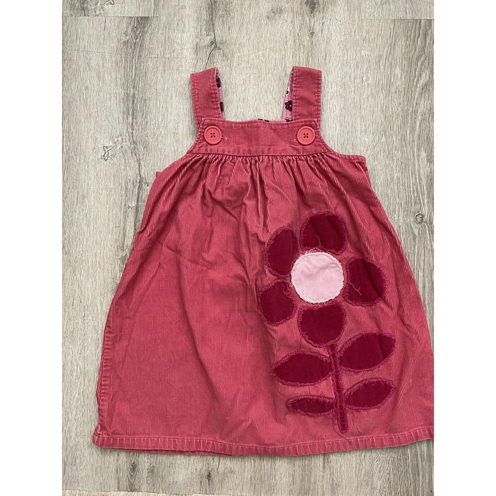 Mini Boden Toddler Girls 3-4Y Dress Pinnie Corduroy Pink Flower